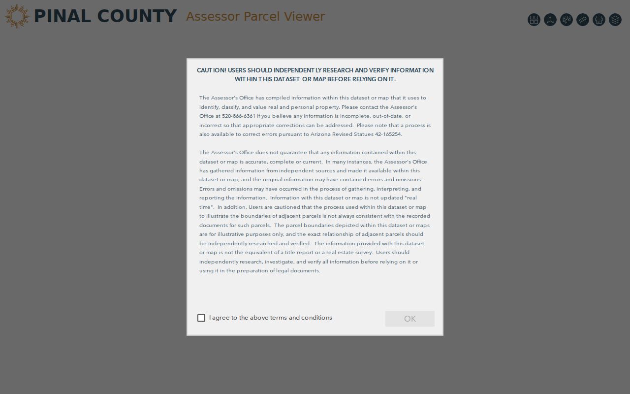 Maricopa neighbors shown as adjoining parcels in the Pinal County viewer