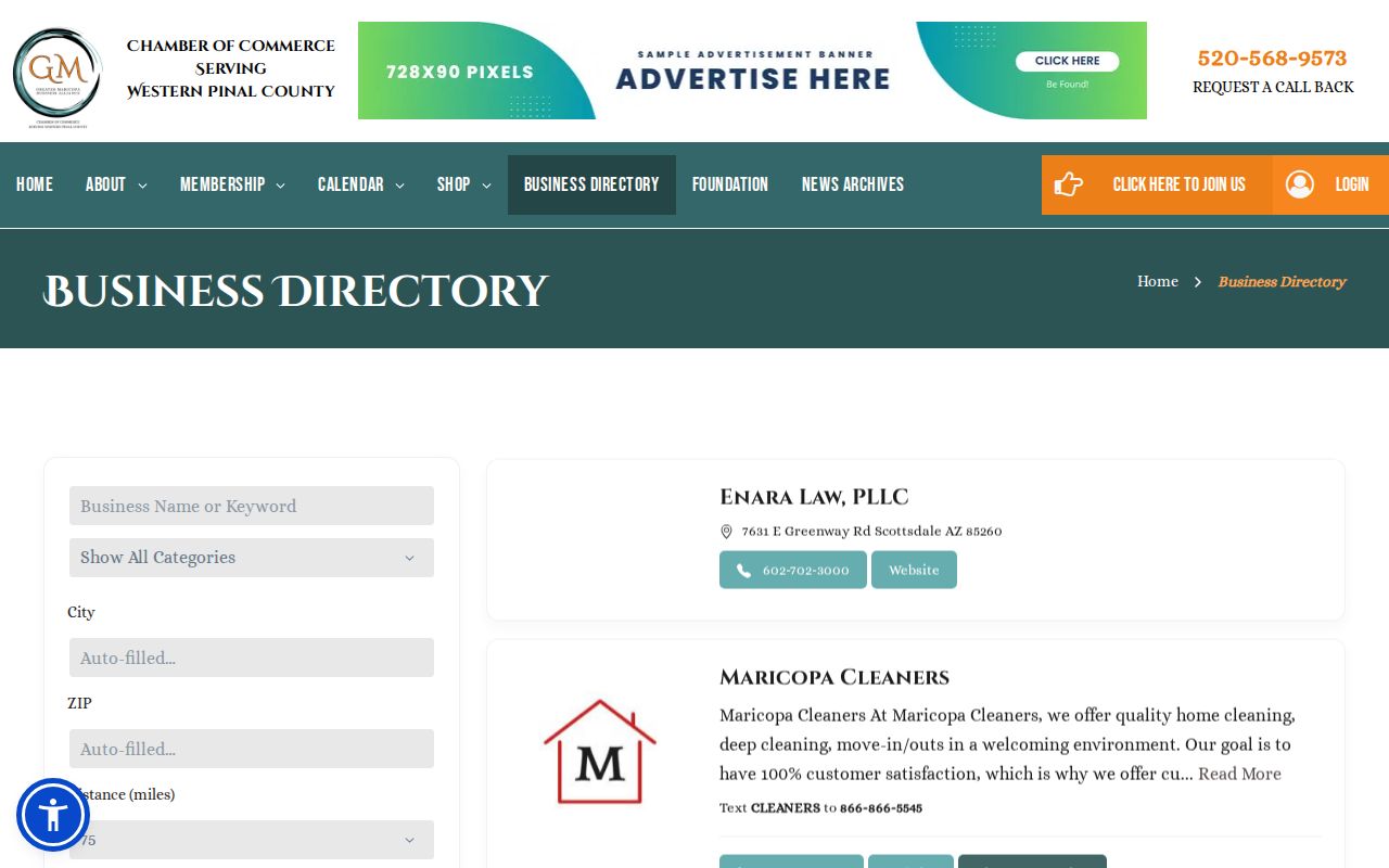 Maricopa neighbors community layer through the public Chamber directory