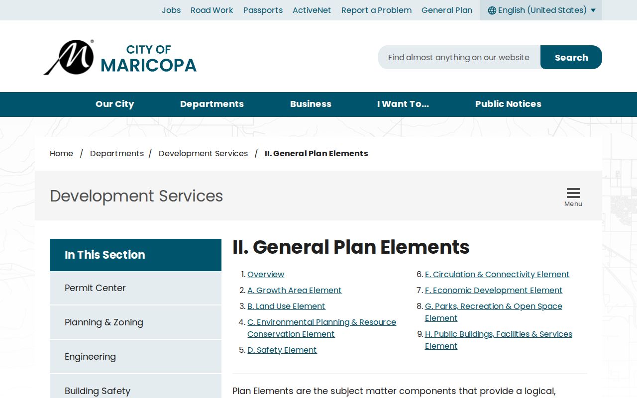 Maricopa neighbors community context in the city General Plan