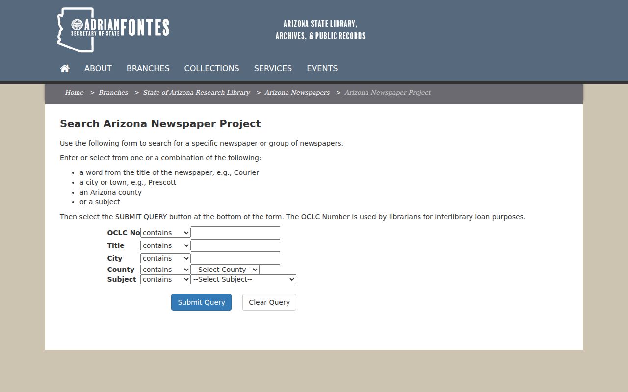 Maricopa previous residents Arizona Newspaper Project search