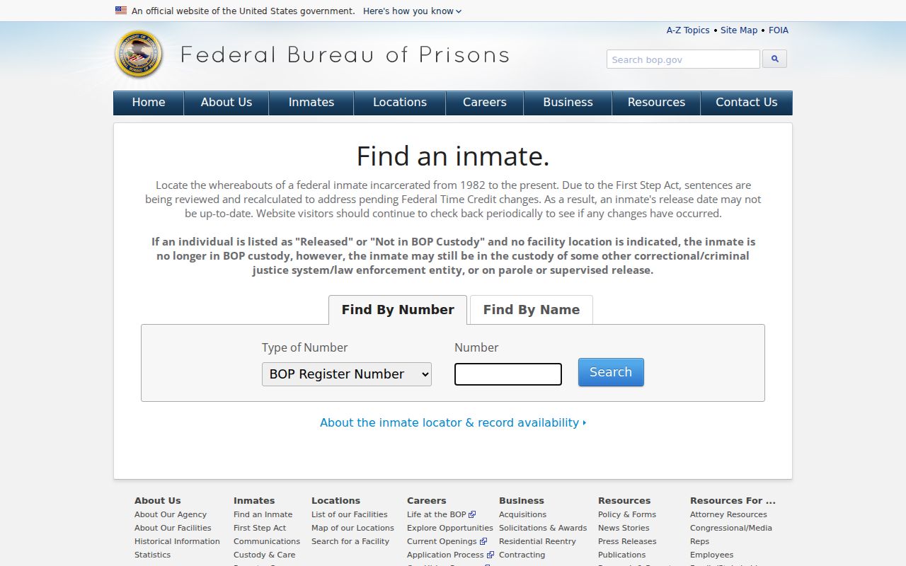 Maricopa resident lookup using the federal inmate locator