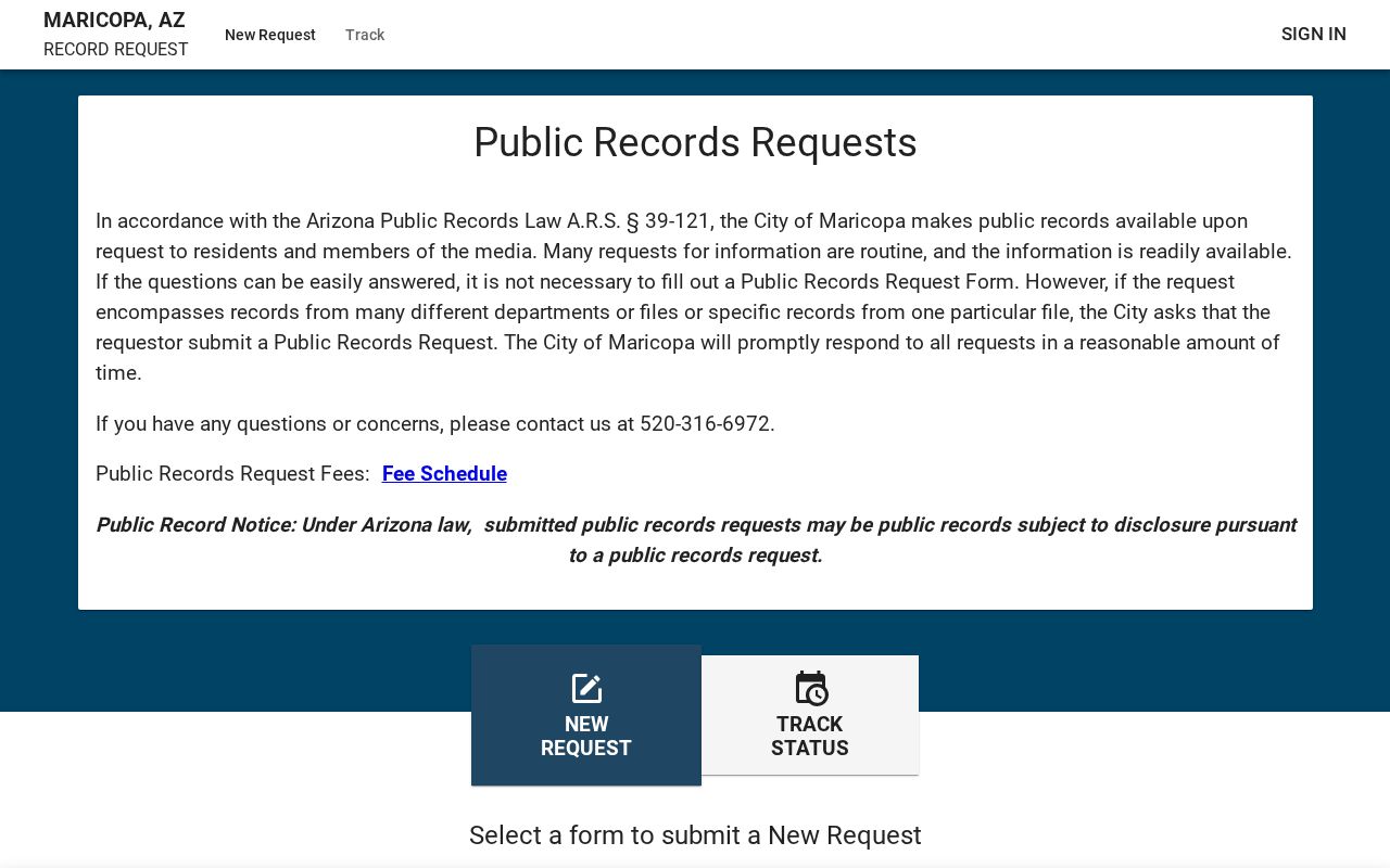 Maricopa street directory public records request portal