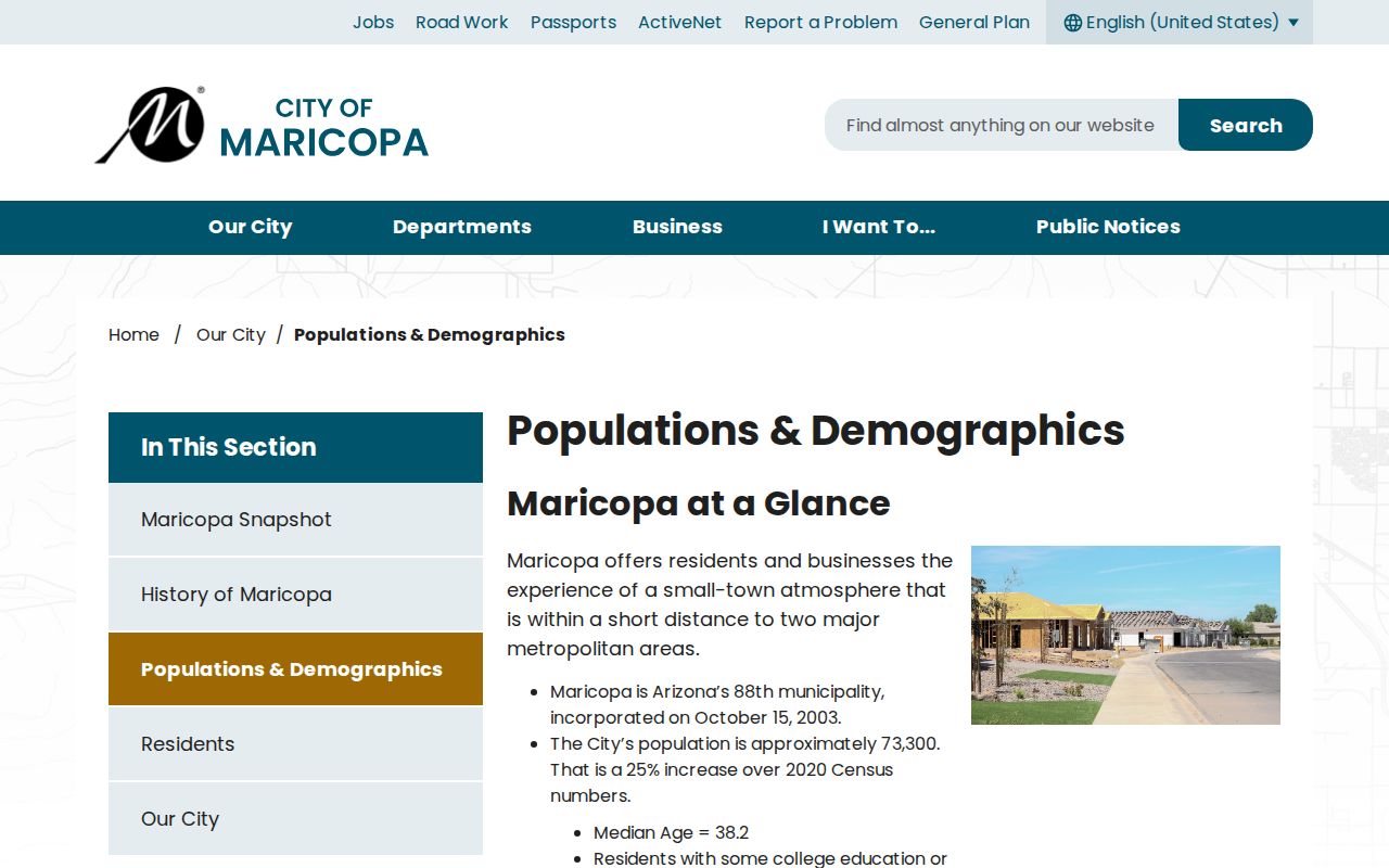 Maricopa ZIP code directory population and planning area source