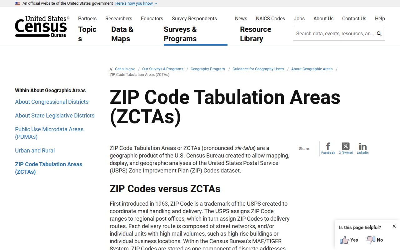 Maricopa ZIP code directory Census ZCTA explanation